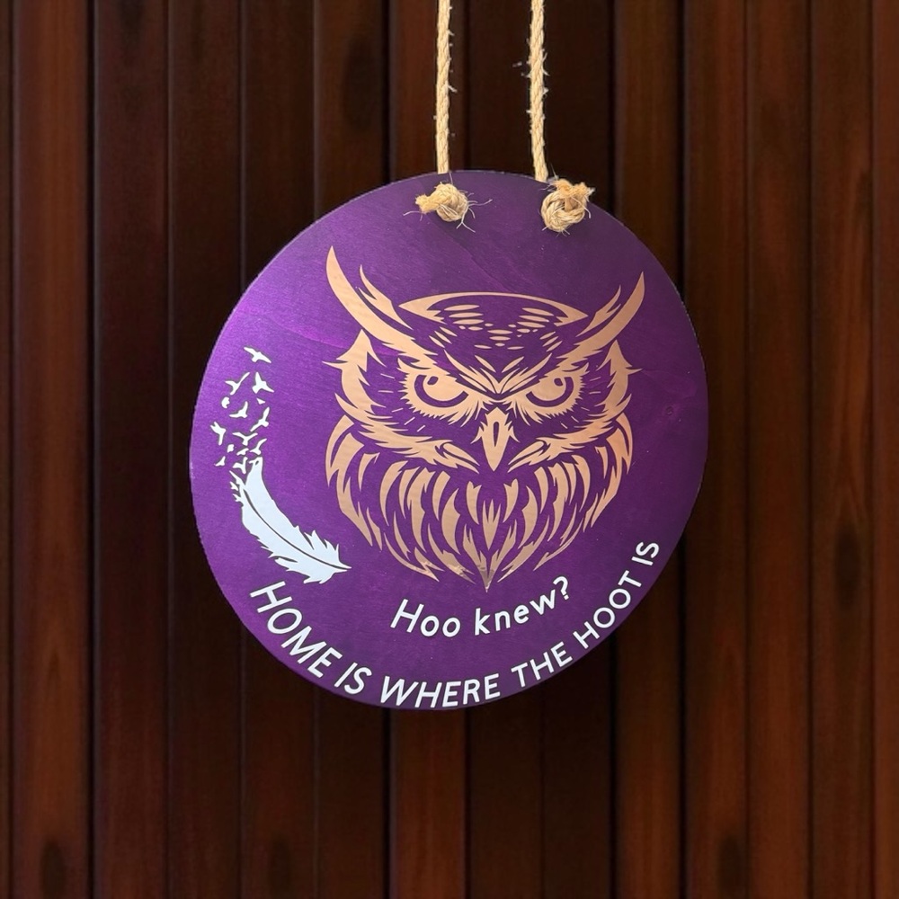 Holographic Owl Hanging Sign